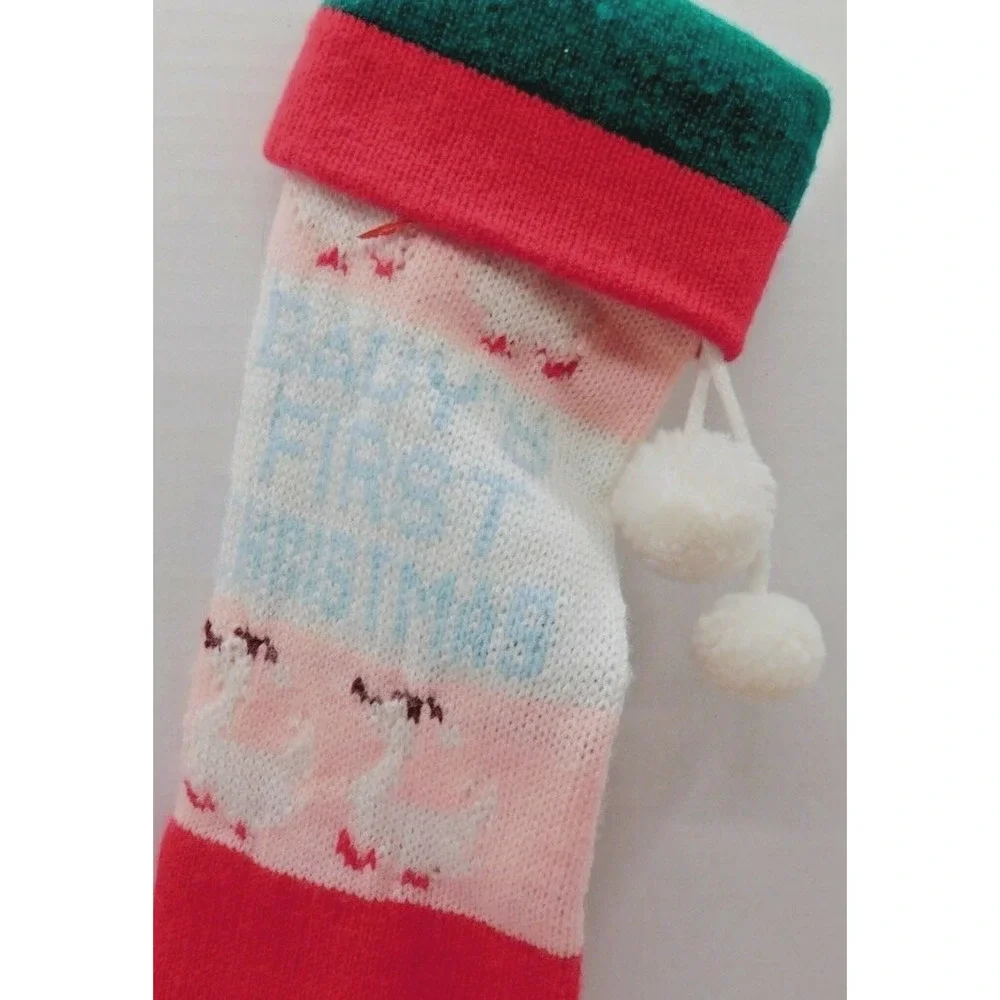 KNIT Christmas Stocking Baby's First Christmas 24